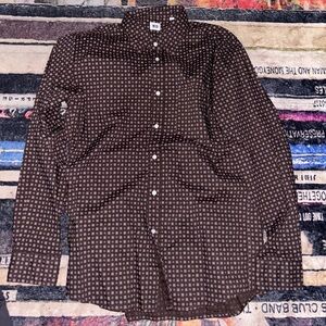 Uniqlo Dark Brown Geometric Men's Shirt medium